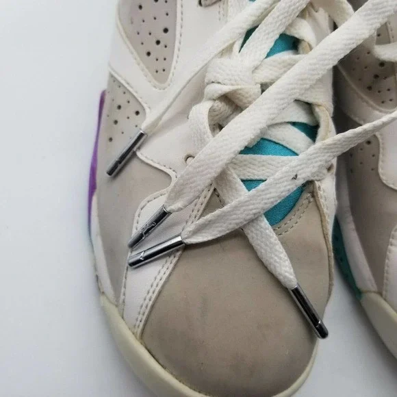Air Jordan Retro 7 /442960-001 White Purple Teal Athletic Sneakers Size 7Y - Picture 6 of 10